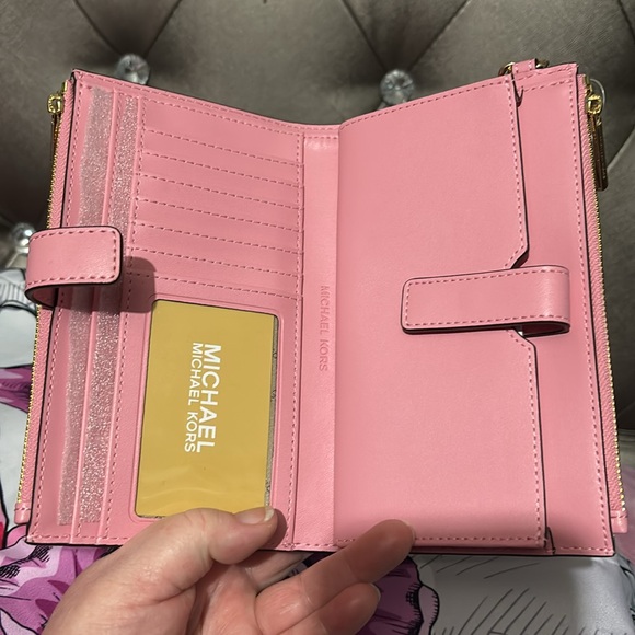 Michael Kors Jet Set Ombré Logo Double Zip Wristlet Wallet Phone Case Hol - Picture 6 of 10